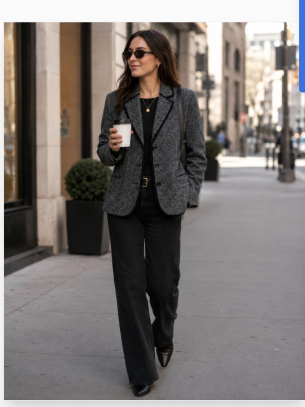 Villager Charcoal Grey/Black Button Up Women’s Blazer - Sz 14